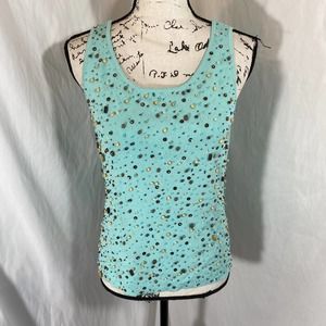 Due Per Due Woman's Scoop Neck Sleeveless Beaded Stretch Tank Sz L